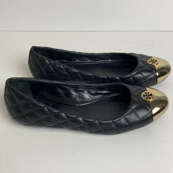 Tory Burch Kaitlin Quilted Leather Gold Toe ballet slip-on flats 6.5 Luxury - Picture 4 of 16